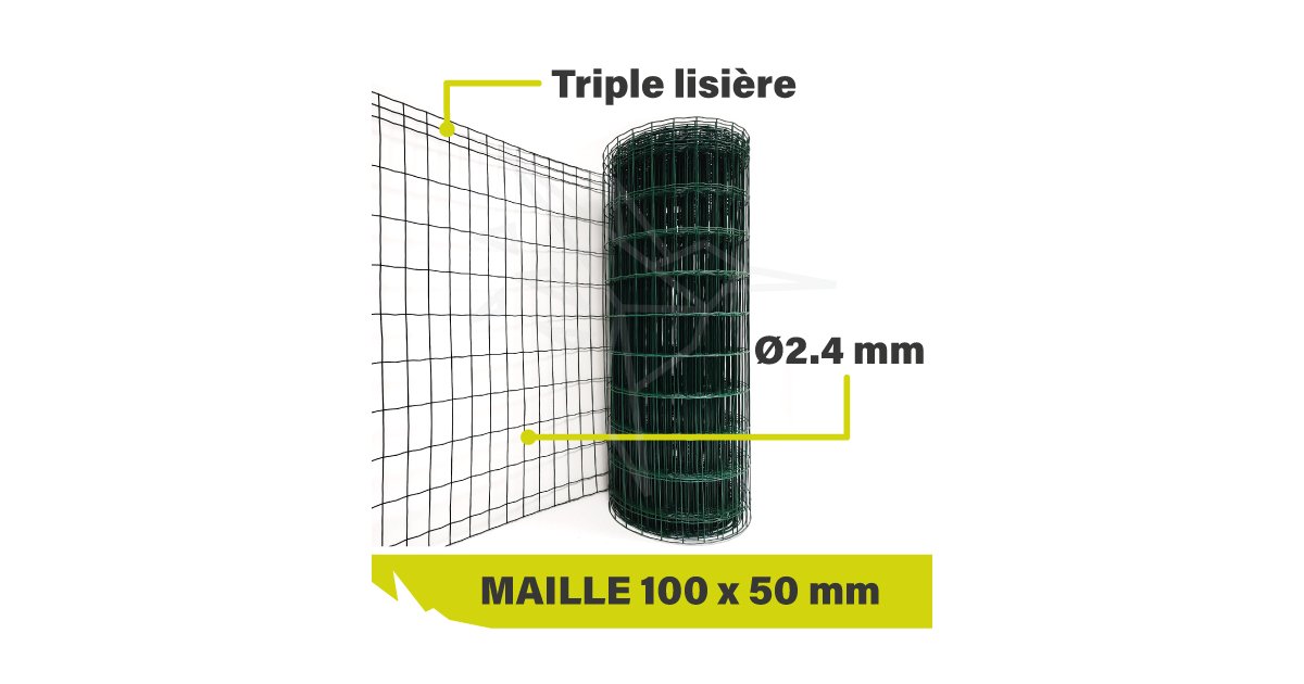 Grillage Résidentiel Plastifié Vert Filiac - Maille 100x50 Mm, Hauteur 1,2 M, Longueur 25 M - 8