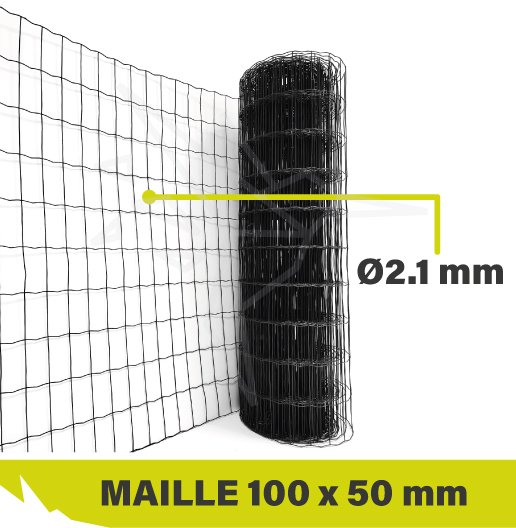 Rouleau Grillage Soudé Gris - Maille 100x50mm - Hauteur 1.20m